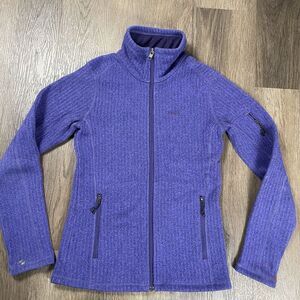 Patagonia Cables Knit Jacket Womens‎ Size XS Purple Full Zip Sweater